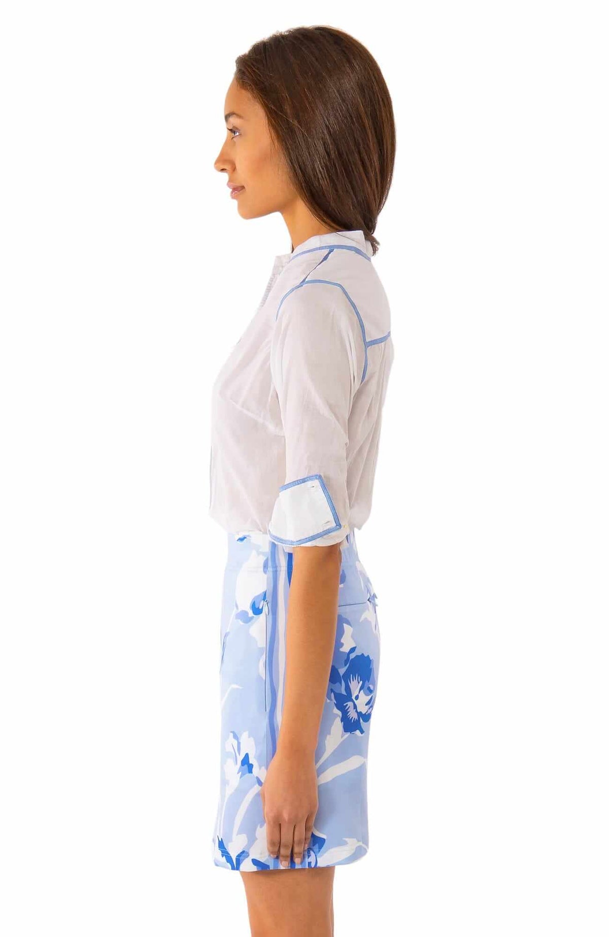 Cotton Voile Blouse - Grosgrain Heaven - Final Sale White Pale Blue