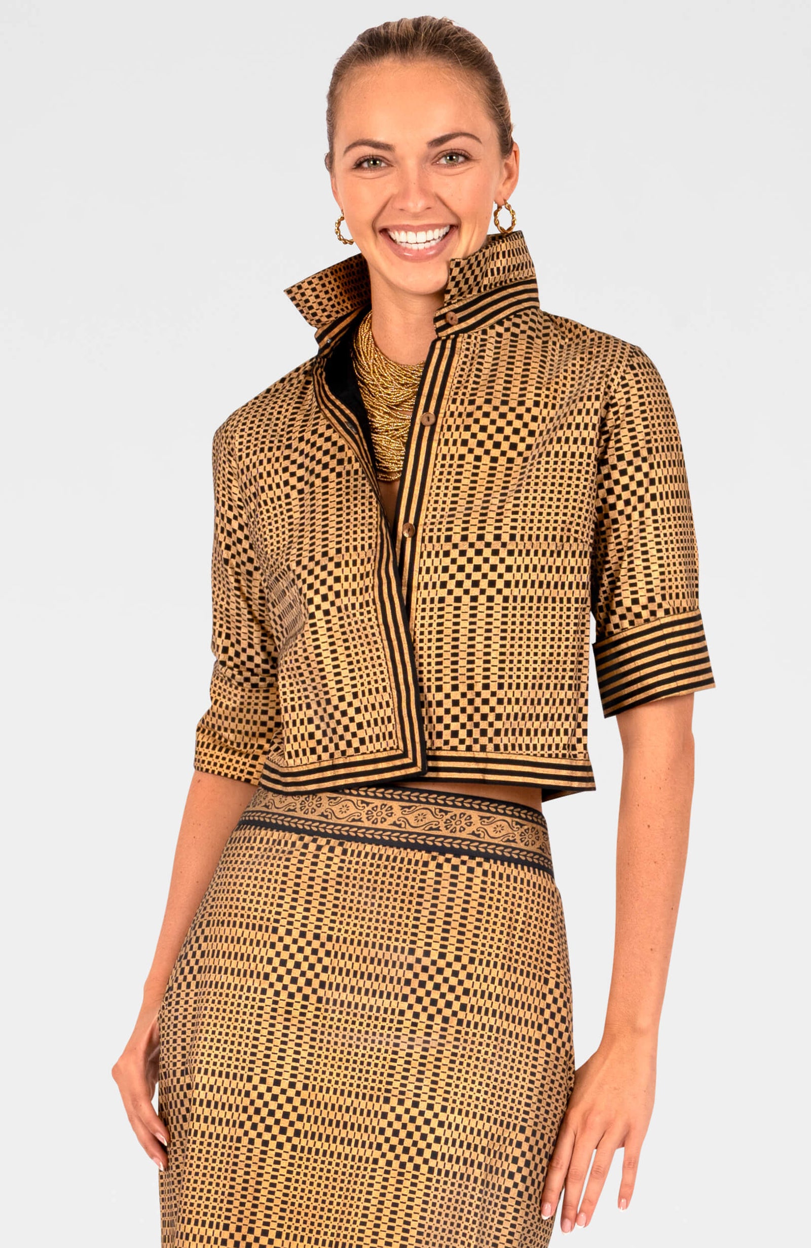 Effortless Top - Sahara Gold Plaid