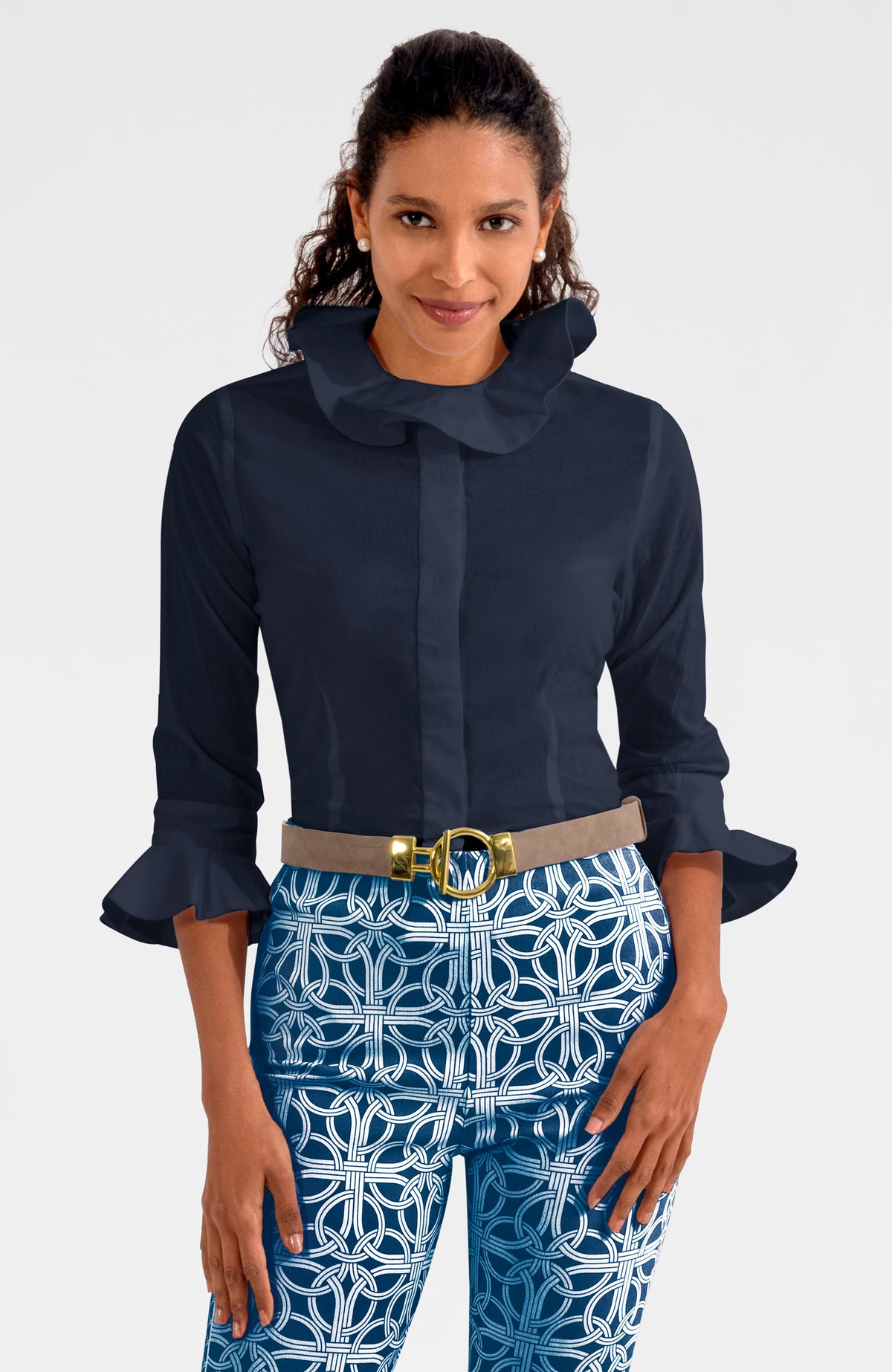 The Harlequin Blouse - Solid Navy