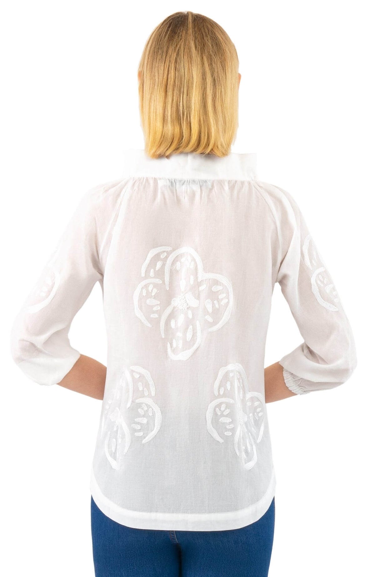 Twombly Floral Embroidered Top - Final Sale White