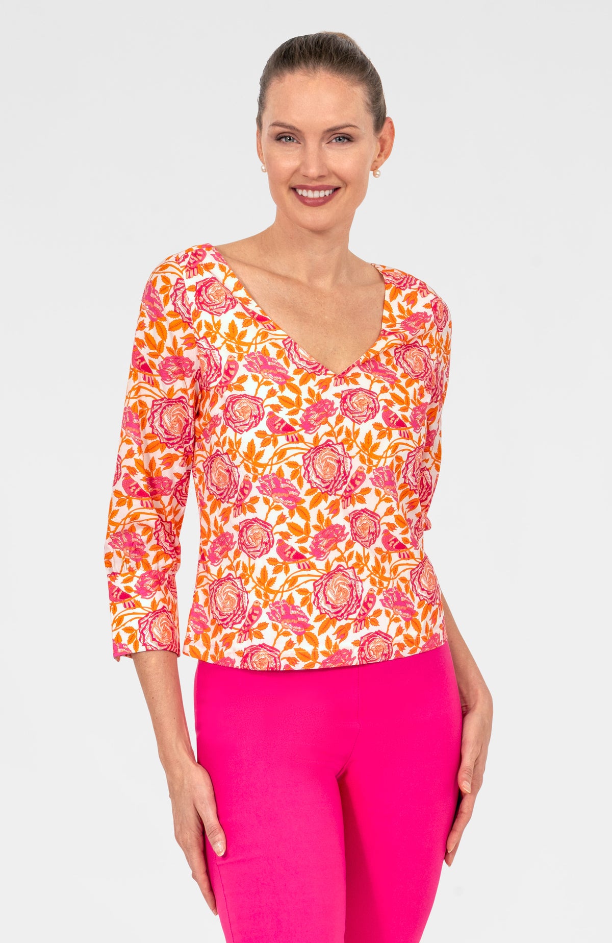 Silky Everyone Top - Smell The Roses Orange Pink