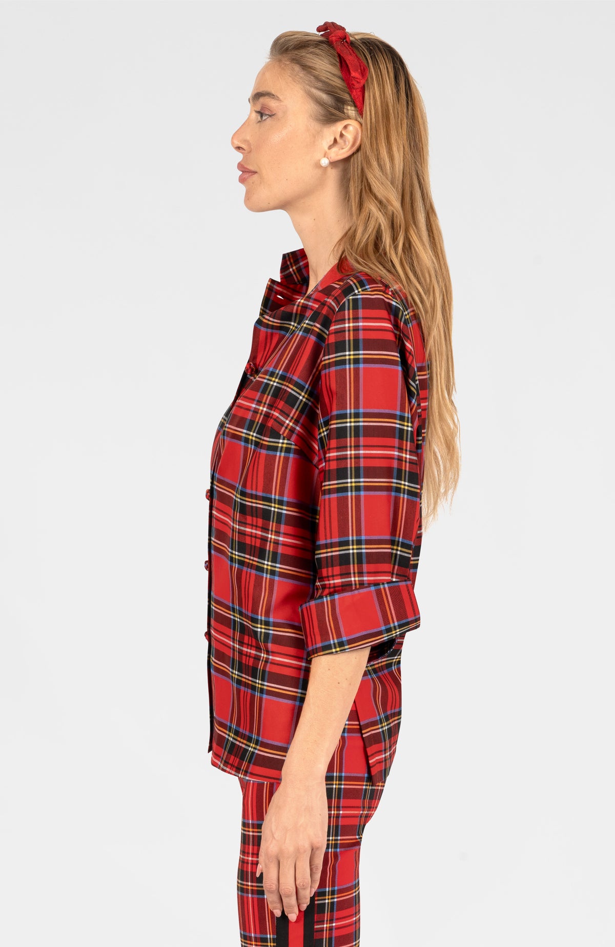 Forget Me Knot Top - Stewart Plaid Red Multi