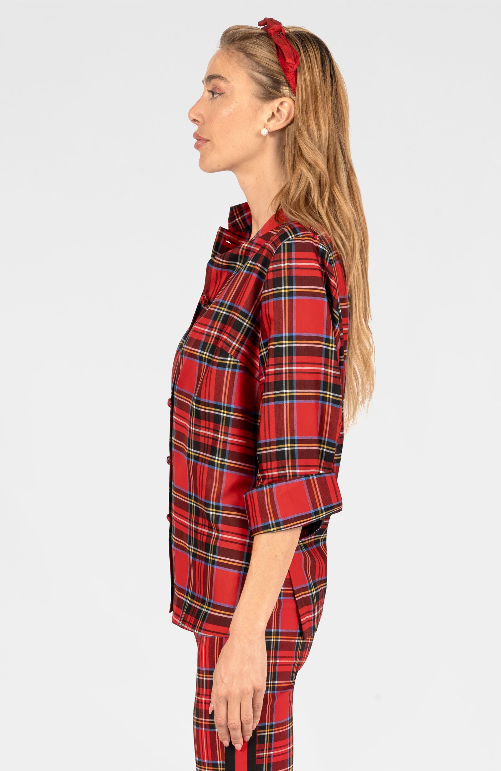 Forget Me Knot Top - Stewart Plaid Red Multi