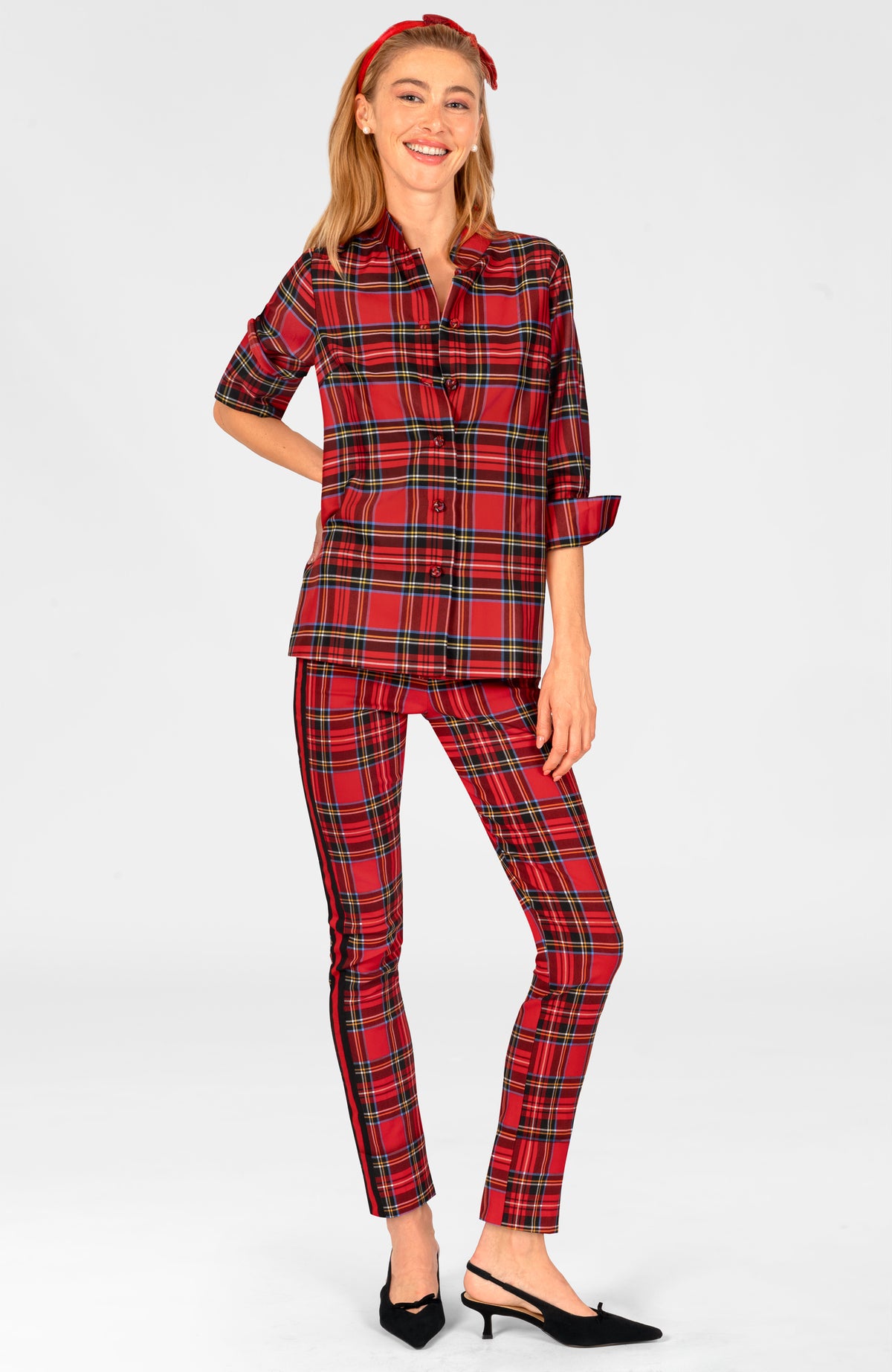 Forget Me Knot Top - Stewart Plaid Red Multi