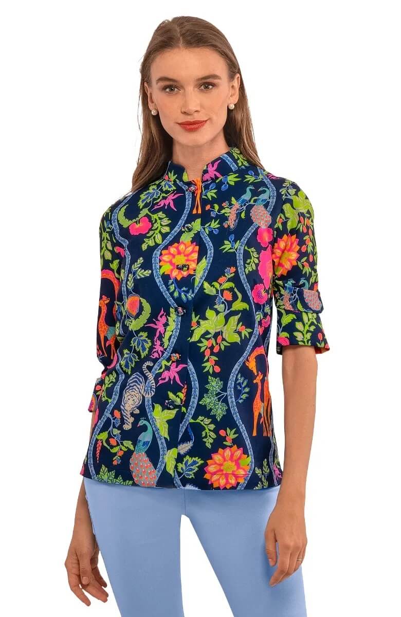 Forget Me Knot Top - Jungle Symphony Navy