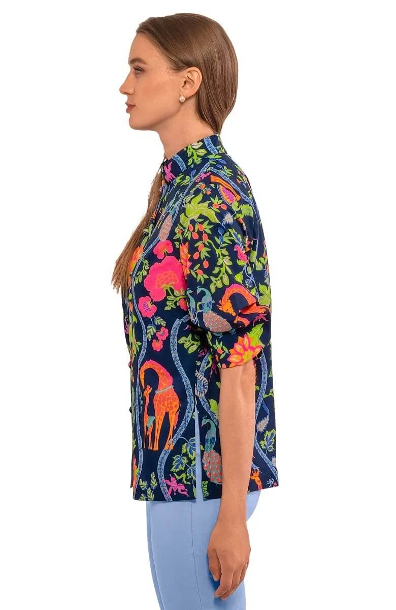 Forget Me Knot Top - Jungle Symphony Navy