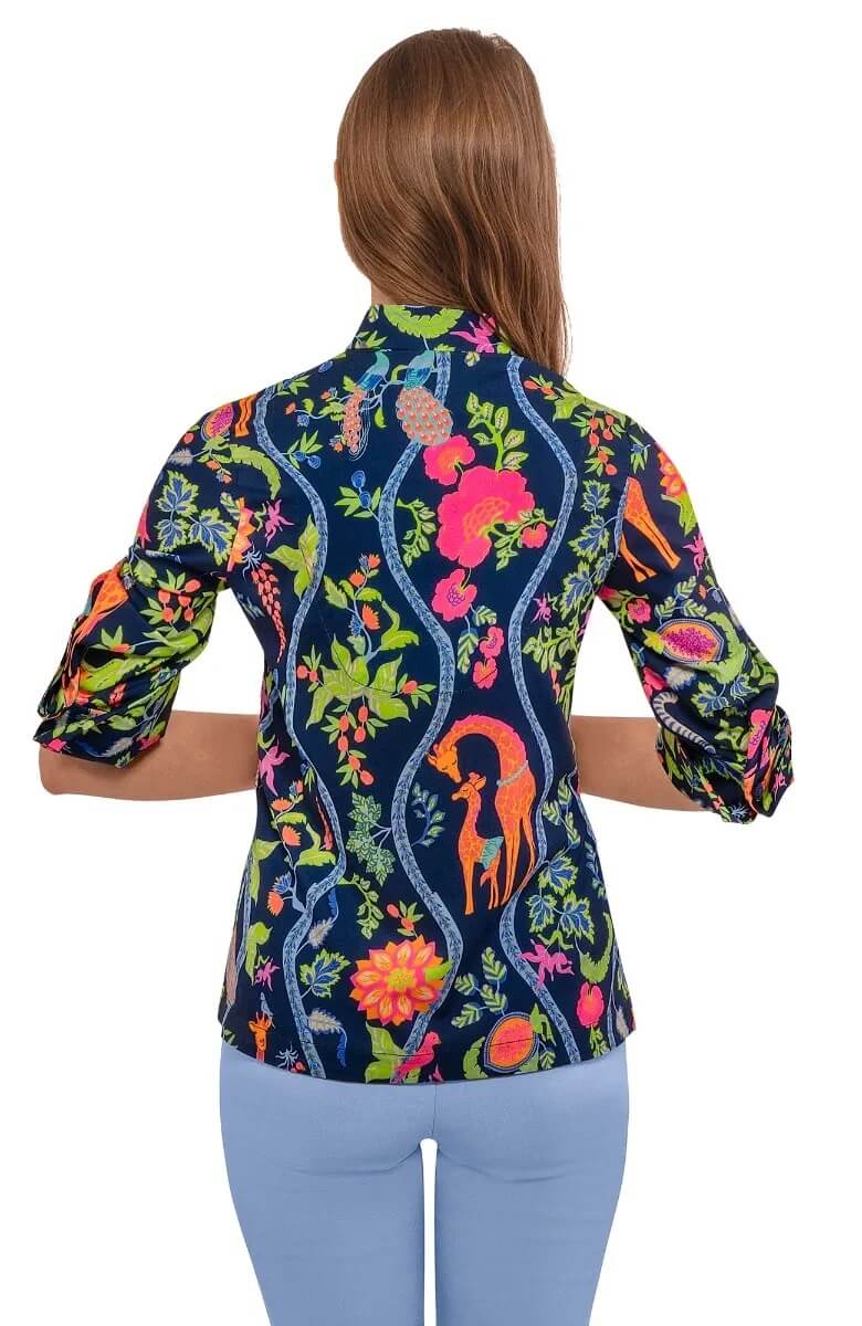 Forget Me Knot Top - Jungle Symphony Navy