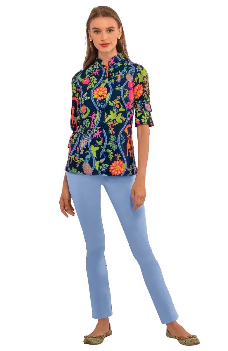 Forget Me Knot Top - Jungle Symphony Navy