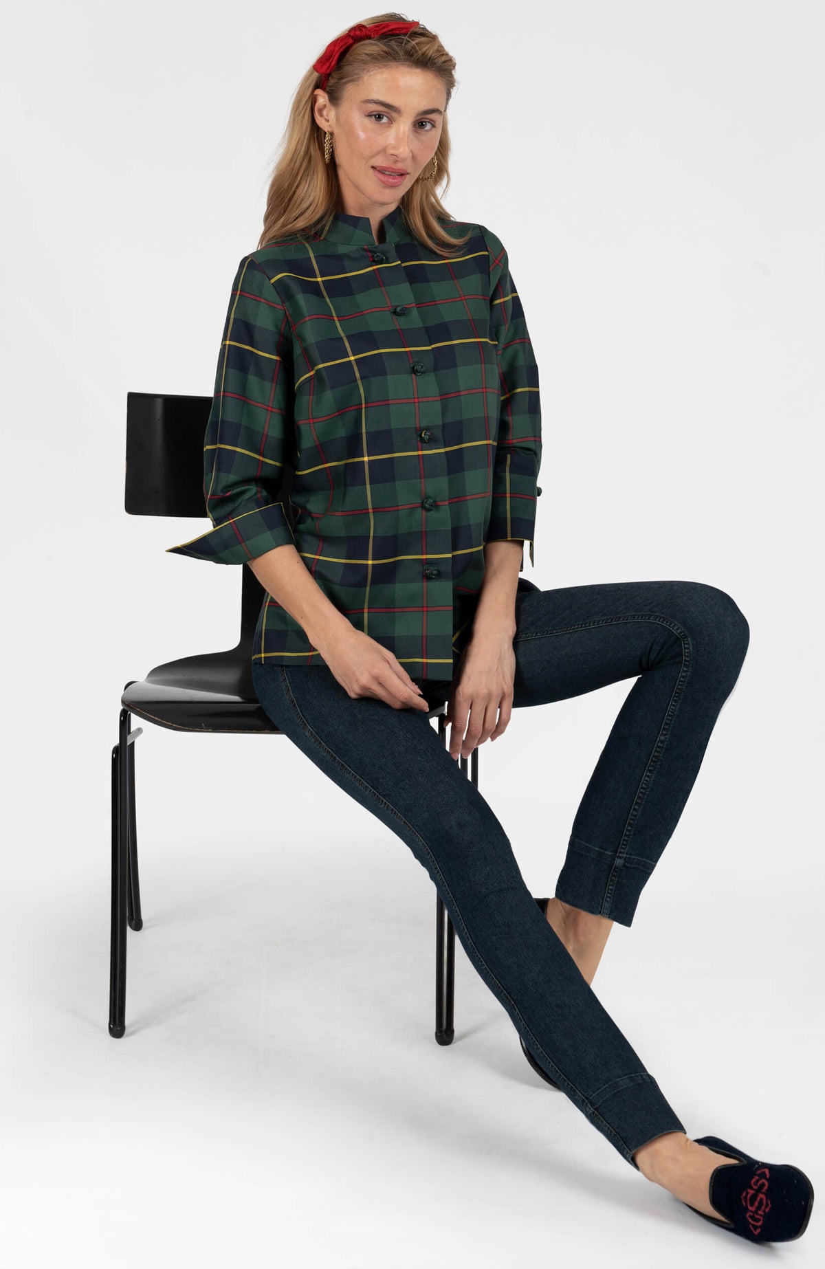 Forget Me Knot Top - Plaidly Cooper Green