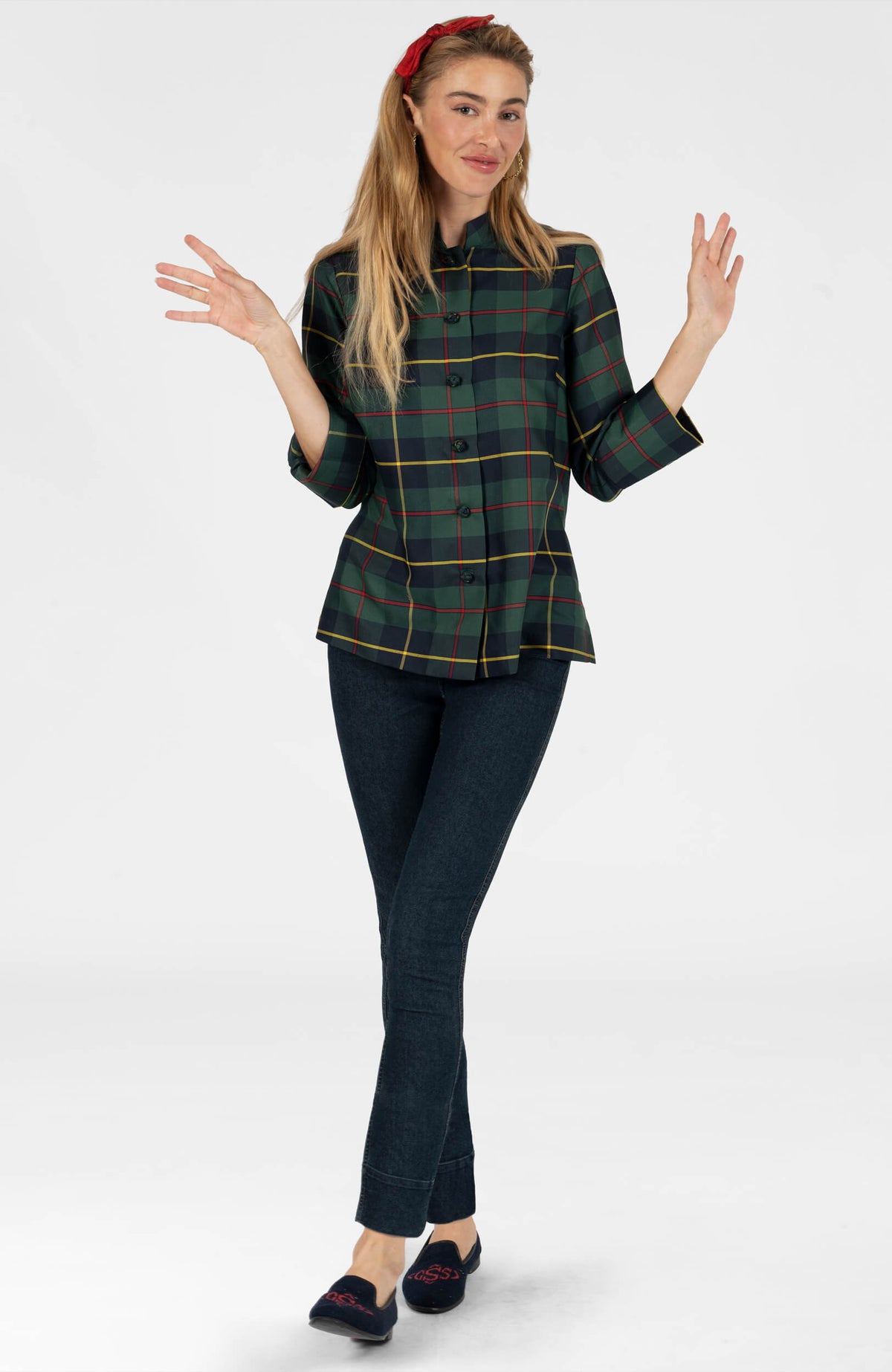 Forget Me Knot Top - Plaidly Cooper Green