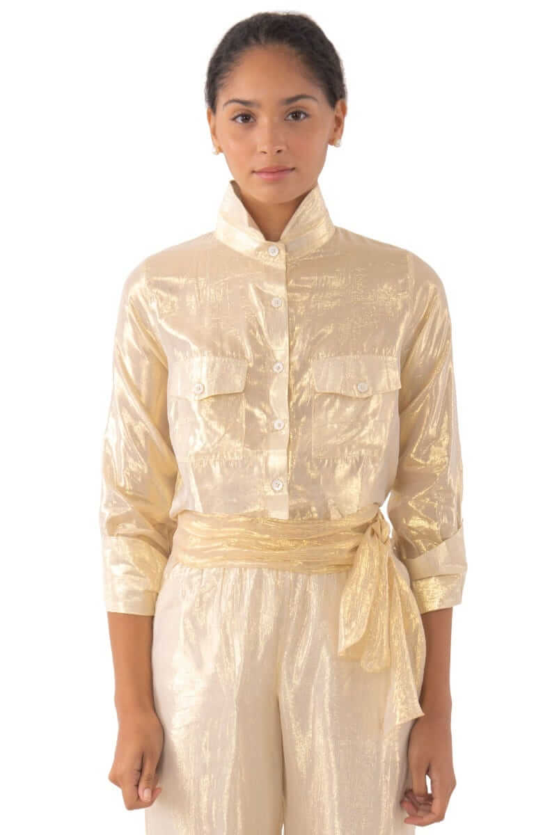 Metallic Flap Blouse - Glinda Lurex - Final Sale Gold