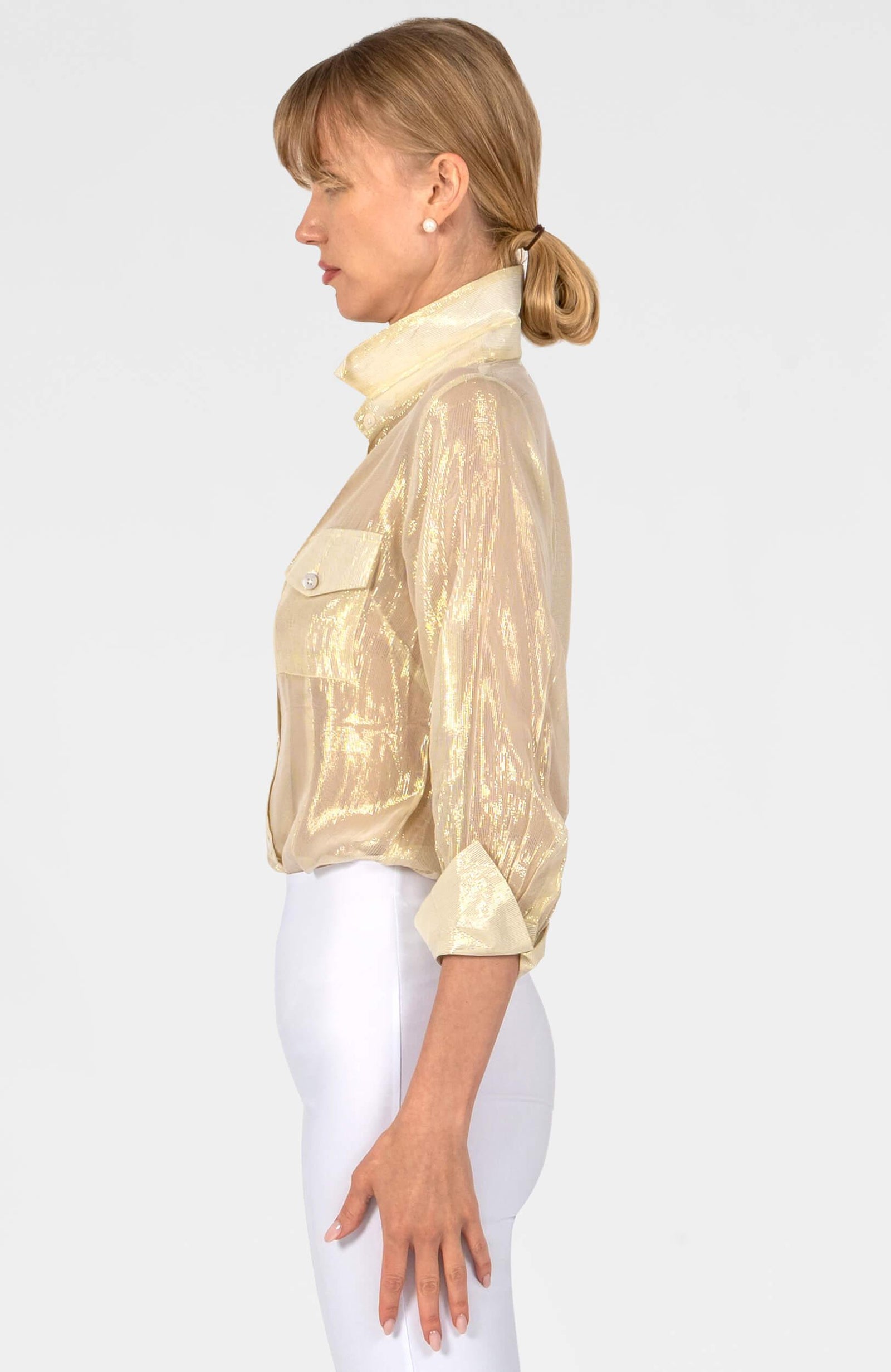 Metallic Flap Blouse - Glinda Lurex Gold
