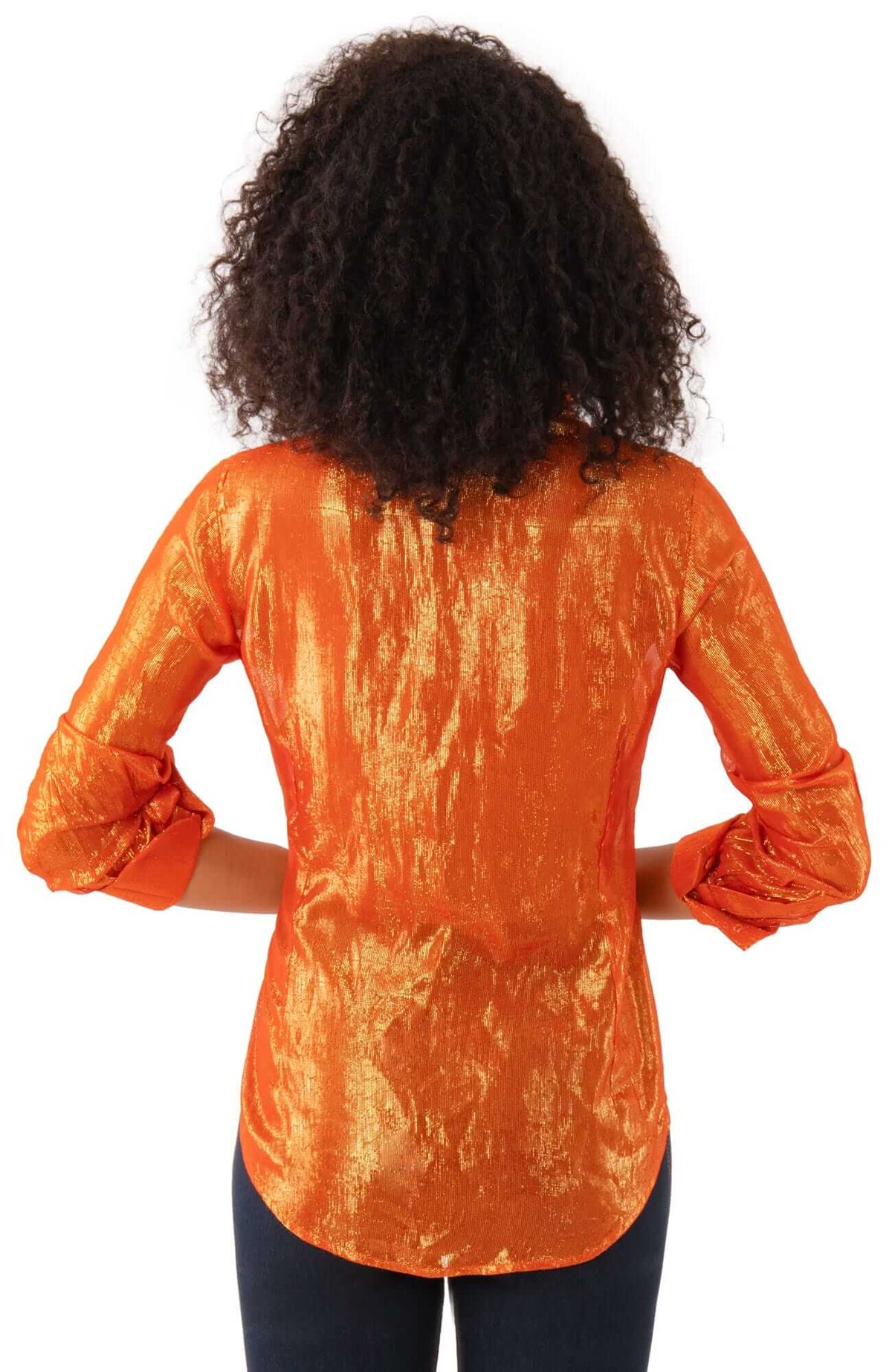 Metallic Flap Blouse - Glinda Lurex - Final Sale Orange