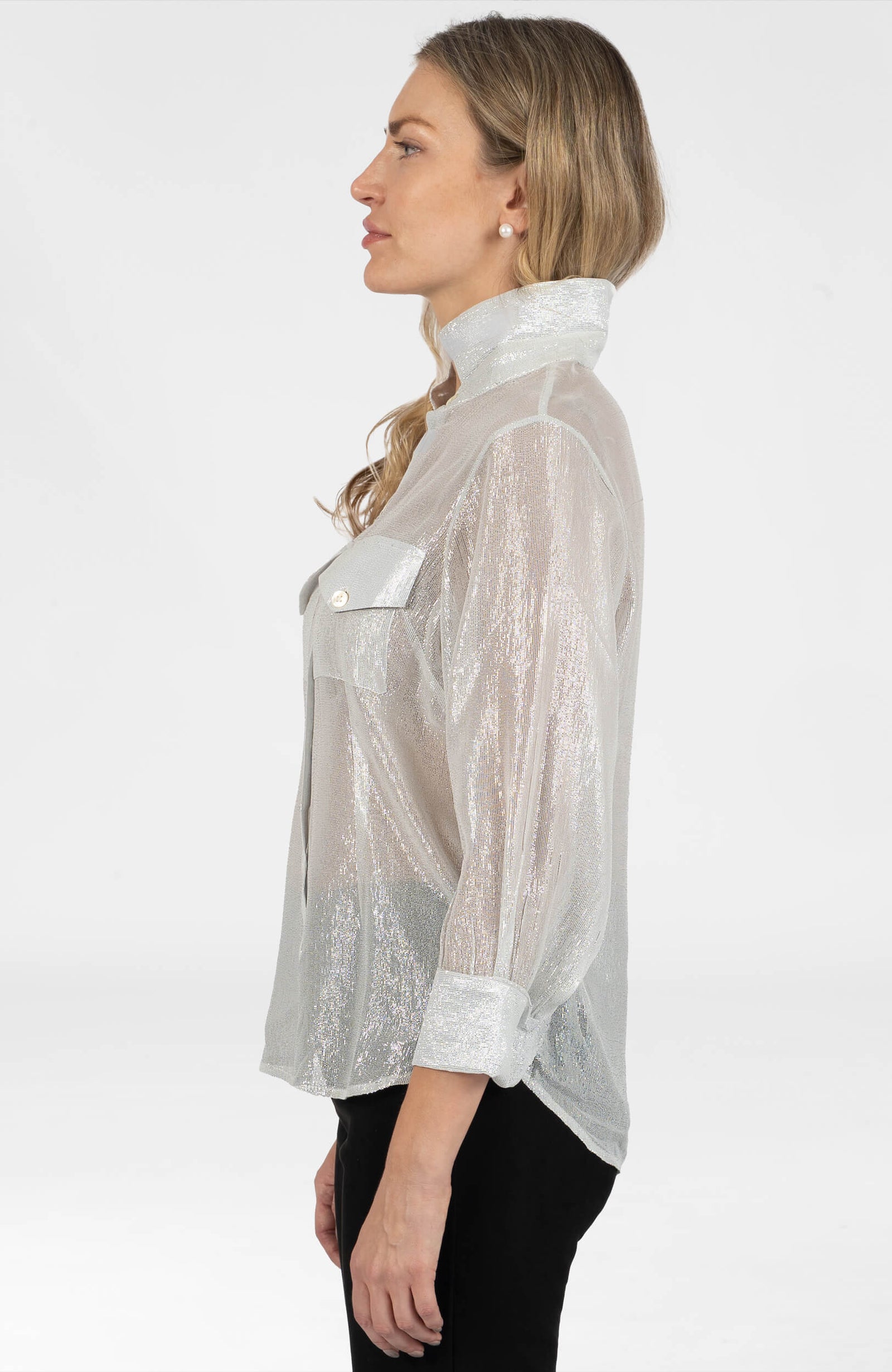 Shimmy Lurex Top Silver