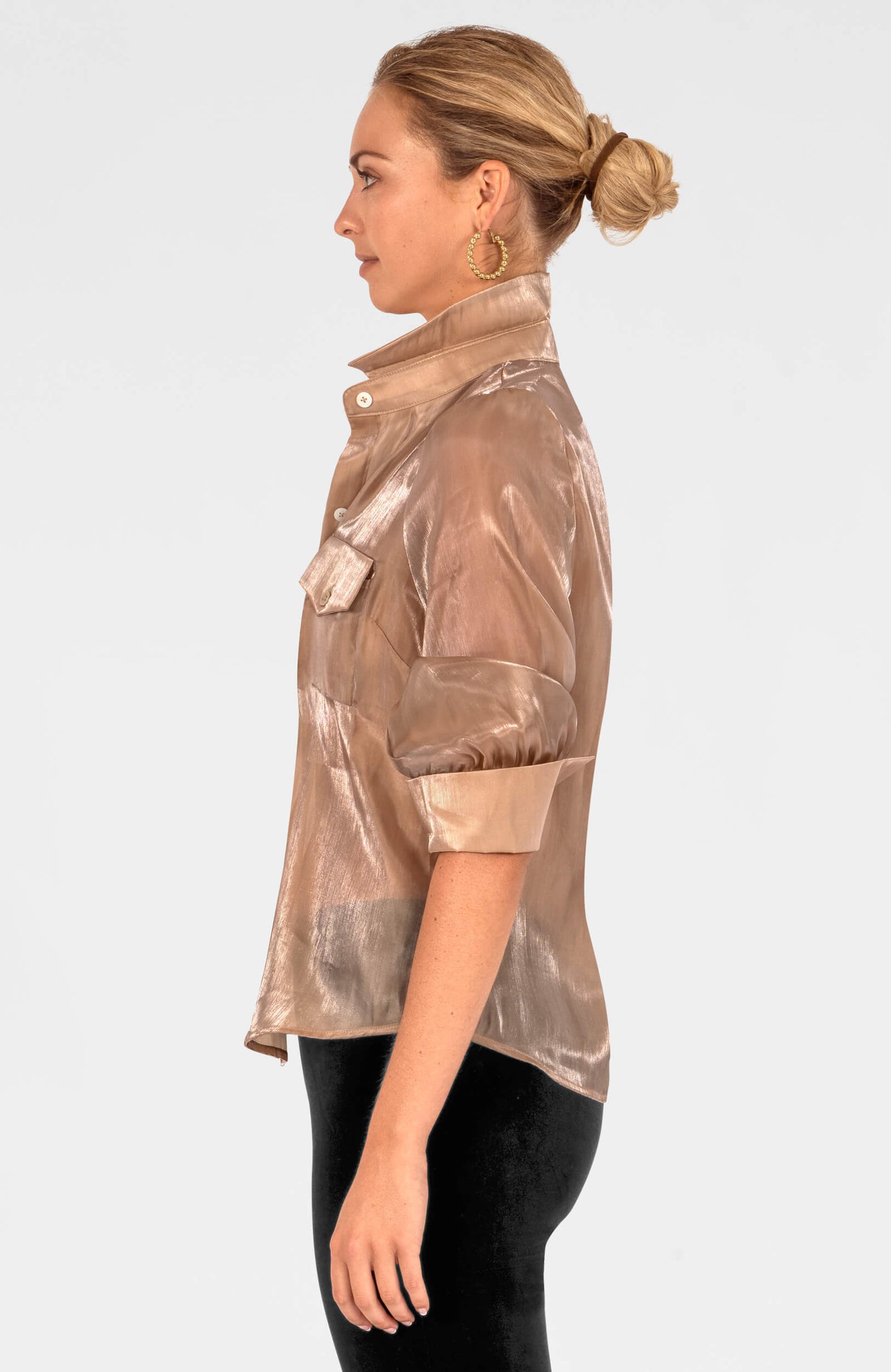 Shine On Silver Moon Top - Glinda Lurex Khaki