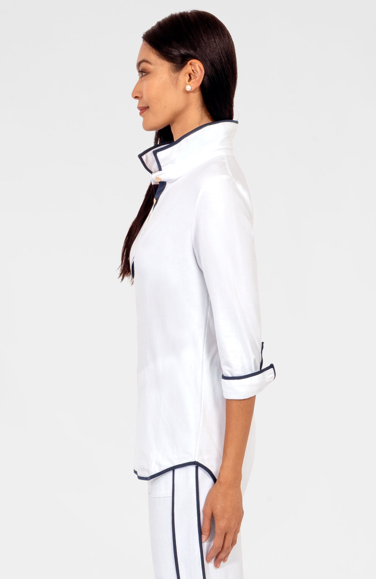 Pop Over Top - Trim It Up White Navy