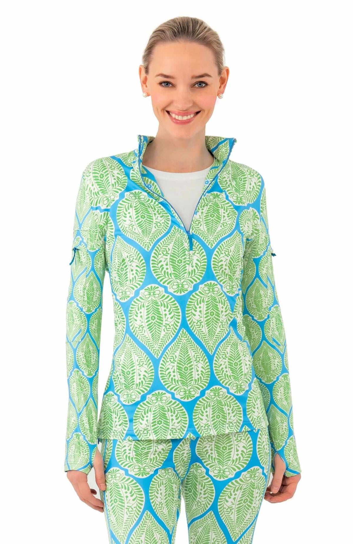 Half-Zip Pullover - Indian Summer Blue Green