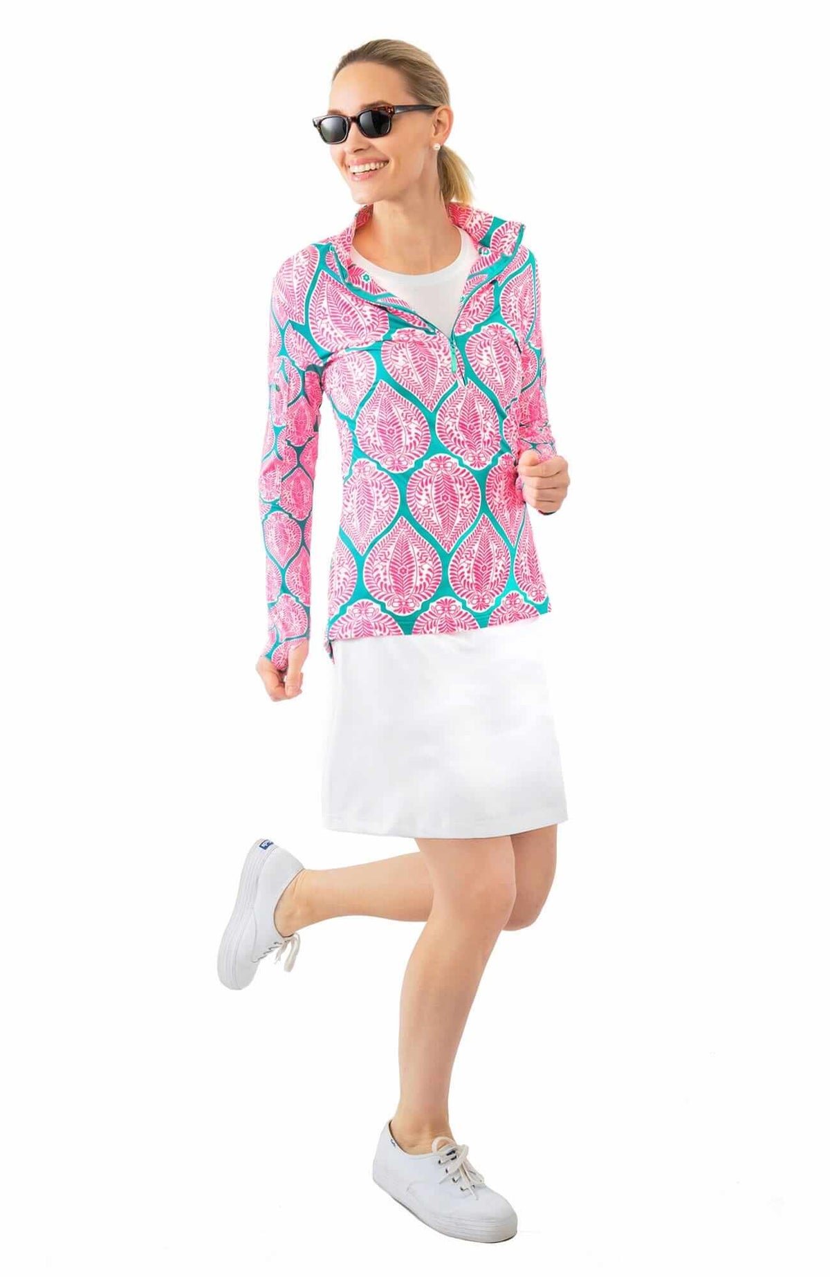 Half-Zip Pullover - Indian Summer Turq Pink