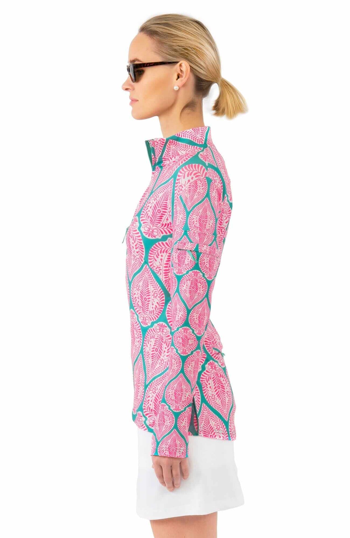 Half-Zip Pullover - Indian Summer Turq Pink