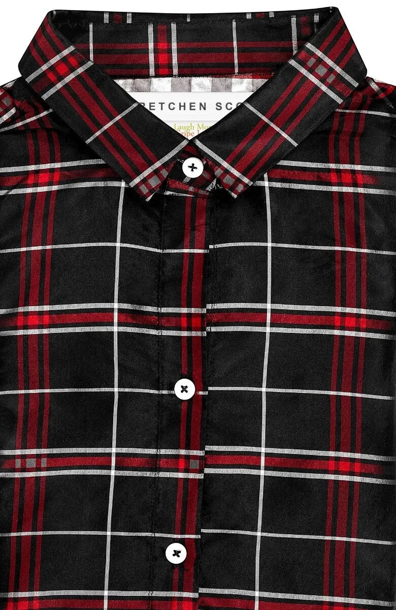 Silk Juliette Blouse - Plaid Black