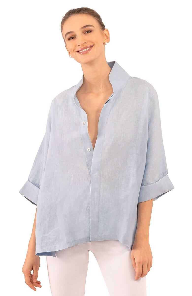 Little Lulu Linen Blouse - La Di Da Periwinkle