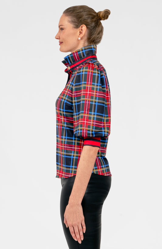 Puff Sleeve Top - Stewart Plaid Black