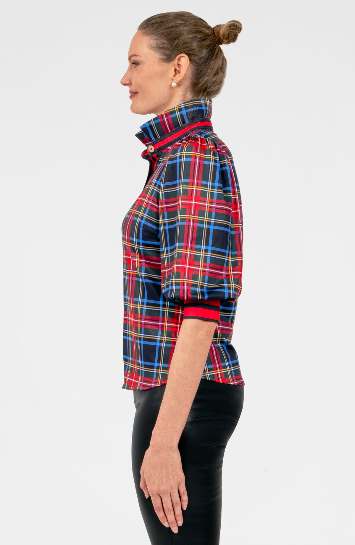 Puff Sleeve Top - Stewart Plaid Black
