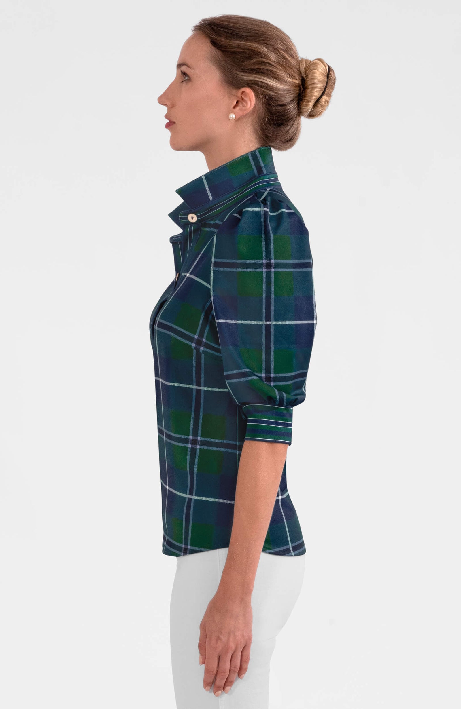 Puff Sleeve Top - Melville Tartan Green Multi