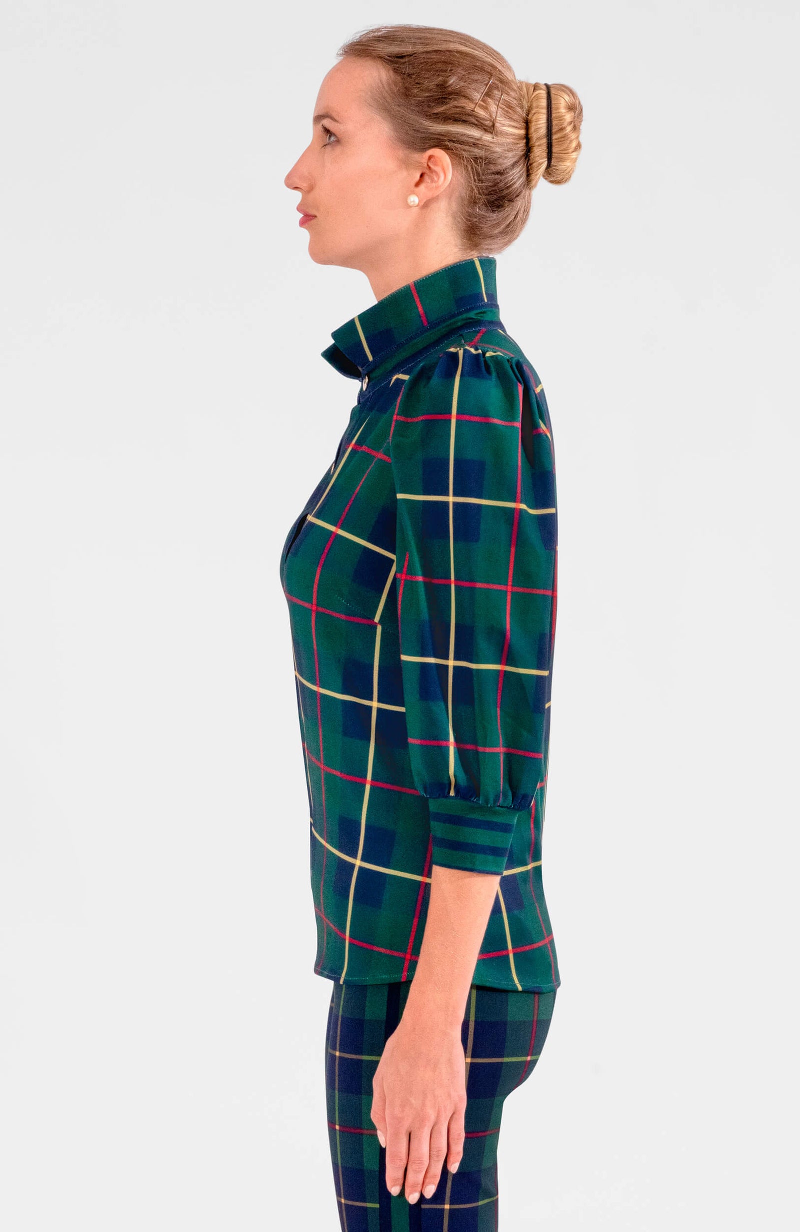 Puff Sleeve Top - Plaidly Cooper Green Multi