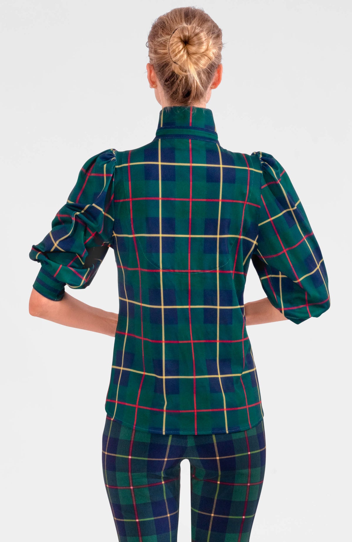 Puff Sleeve Top - Plaidly Cooper Green Multi