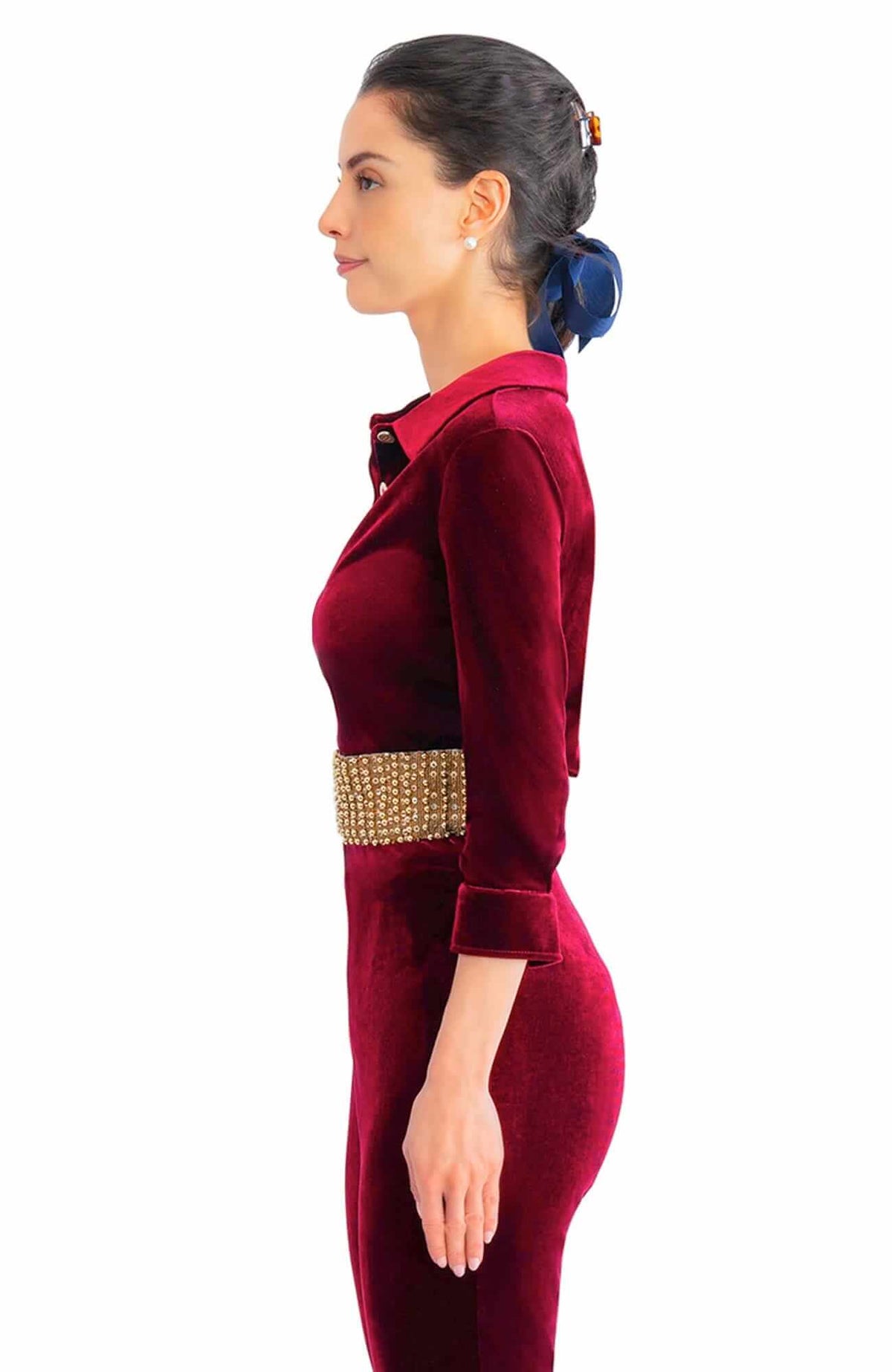 Pop Over Top - Silky Velvet - Final Sale Burgandy