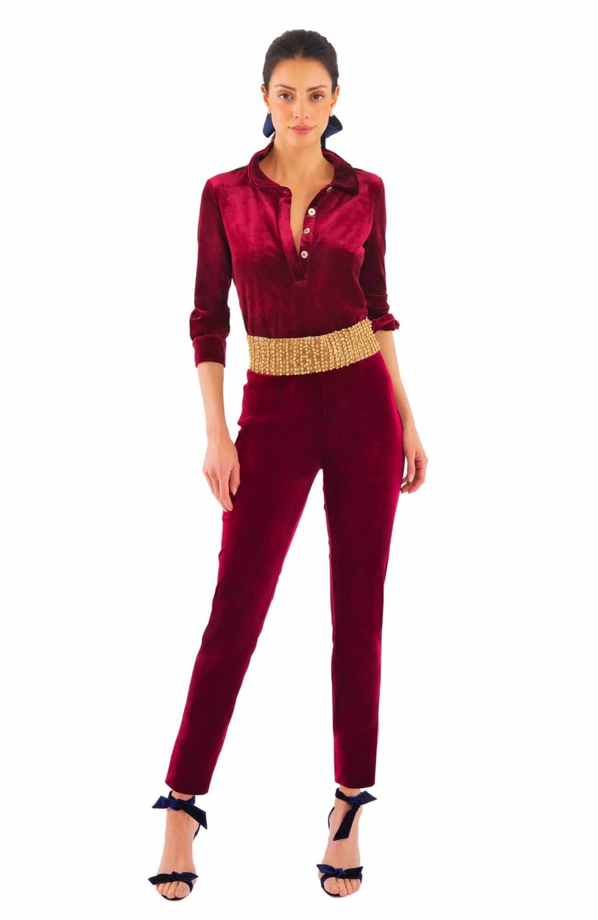 Pop Over Top - Silky Velvet - Final Sale Burgandy