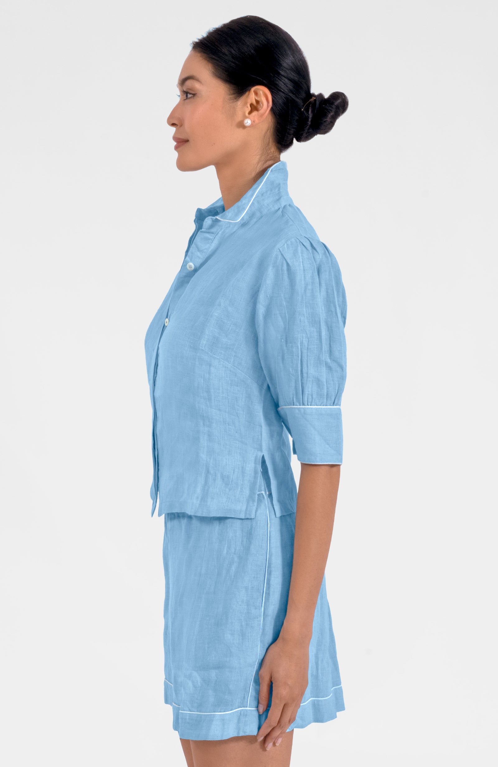 Pip Pip Piping Boyfriend Shirt - Linen