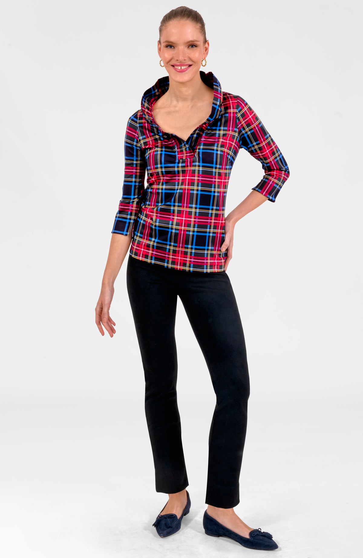 Ruffneck Top - Stewart Plaid Black Multi