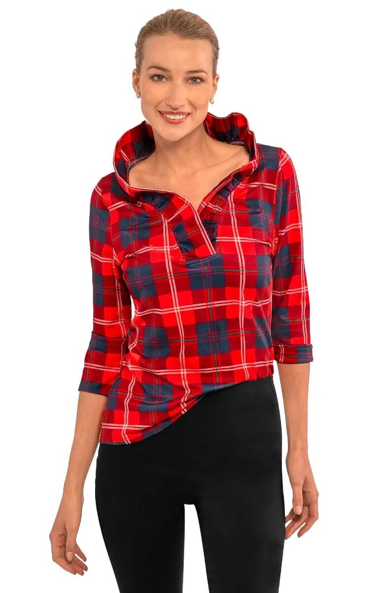 Ruffneck Top - Middleton Plaid - Final Sale Red