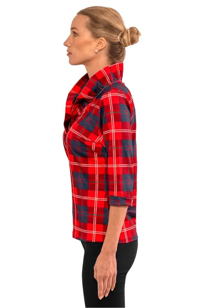 Ruffneck Top - Middleton Plaid - Final Sale Red