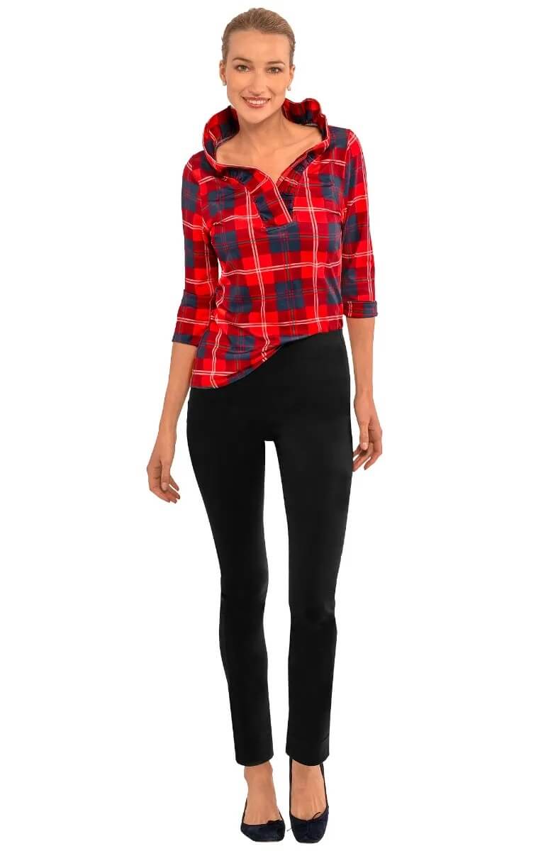 Ruffneck Top - Middleton Plaid - Final Sale Red