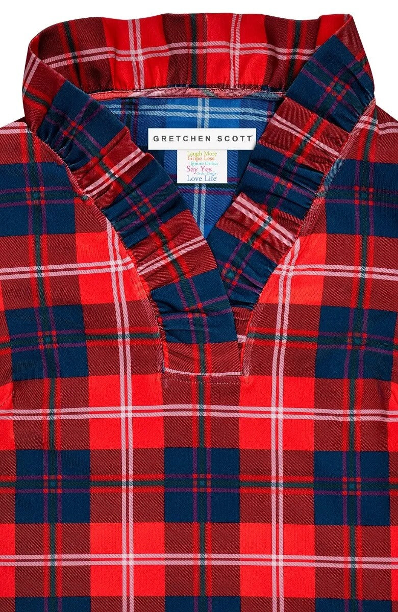 Ruffneck Top - Middleton Plaid Red