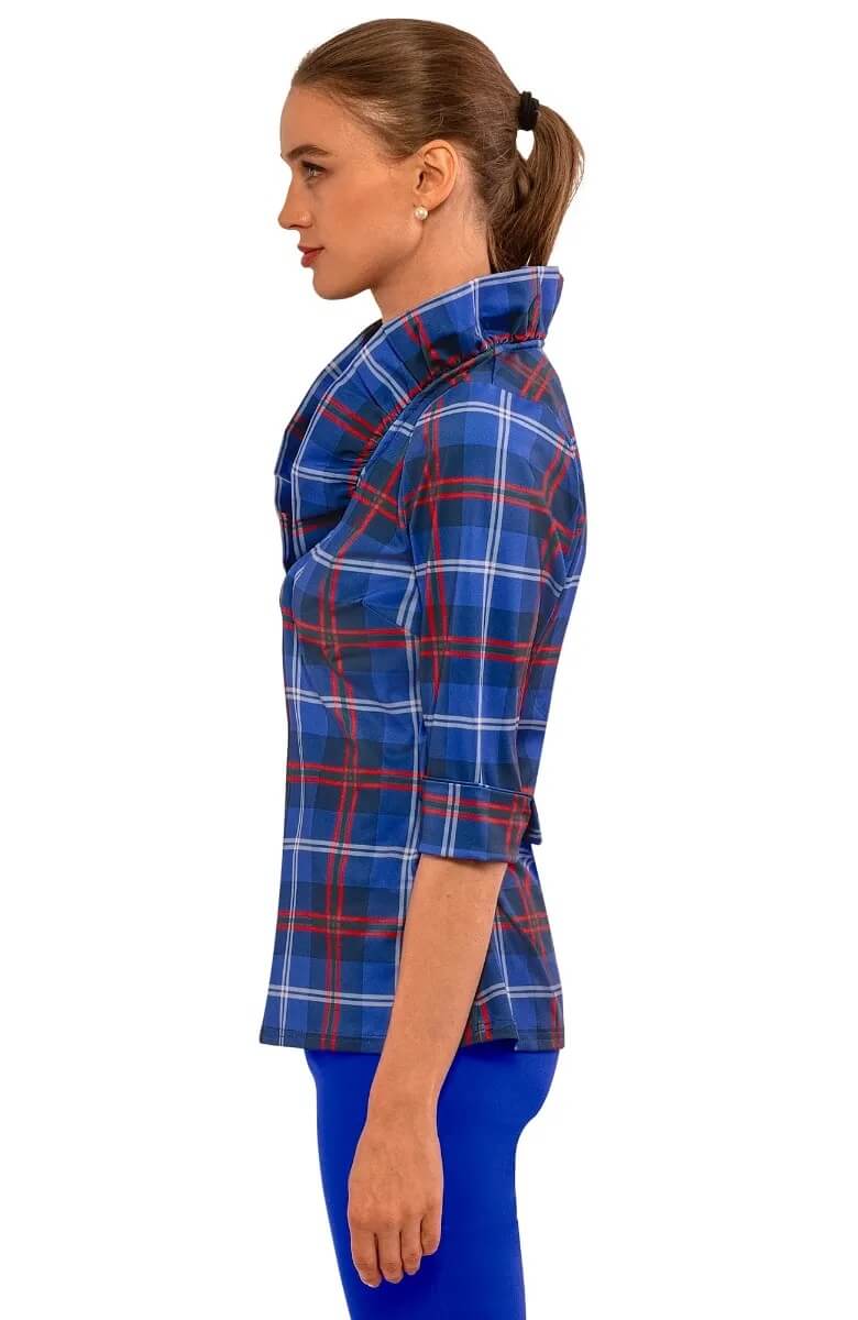 Ruffneck Top - Middleton Plaid - Final Sale Navy