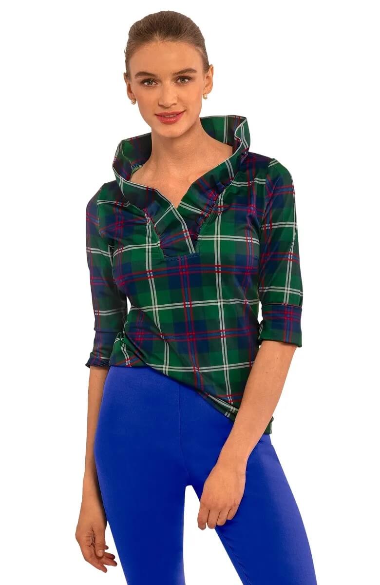 Ruffneck Top - Middleton Plaid - Final Sale Green