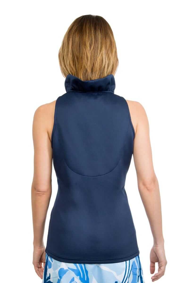 Jersey Sleeveless Ruffneck Top - Solid Navy