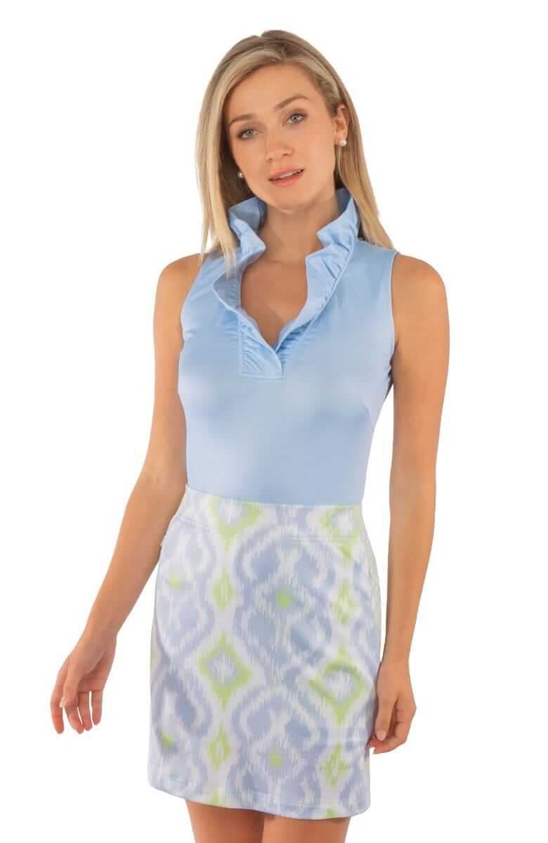 Jersey Sleeveless Ruffneck Top - Solid Periwinkle