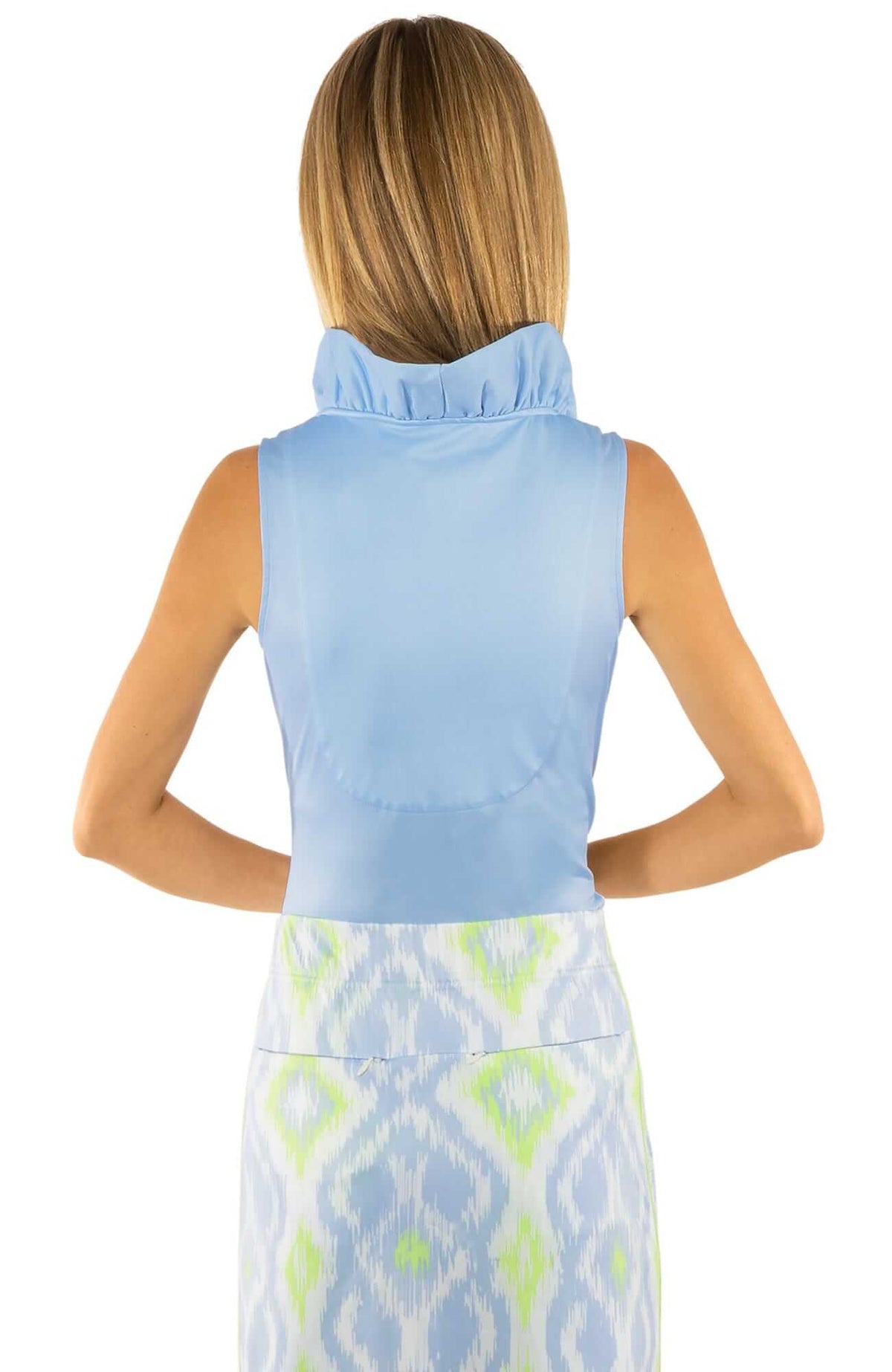 Jersey Sleeveless Ruffneck Top - Solid Periwinkle