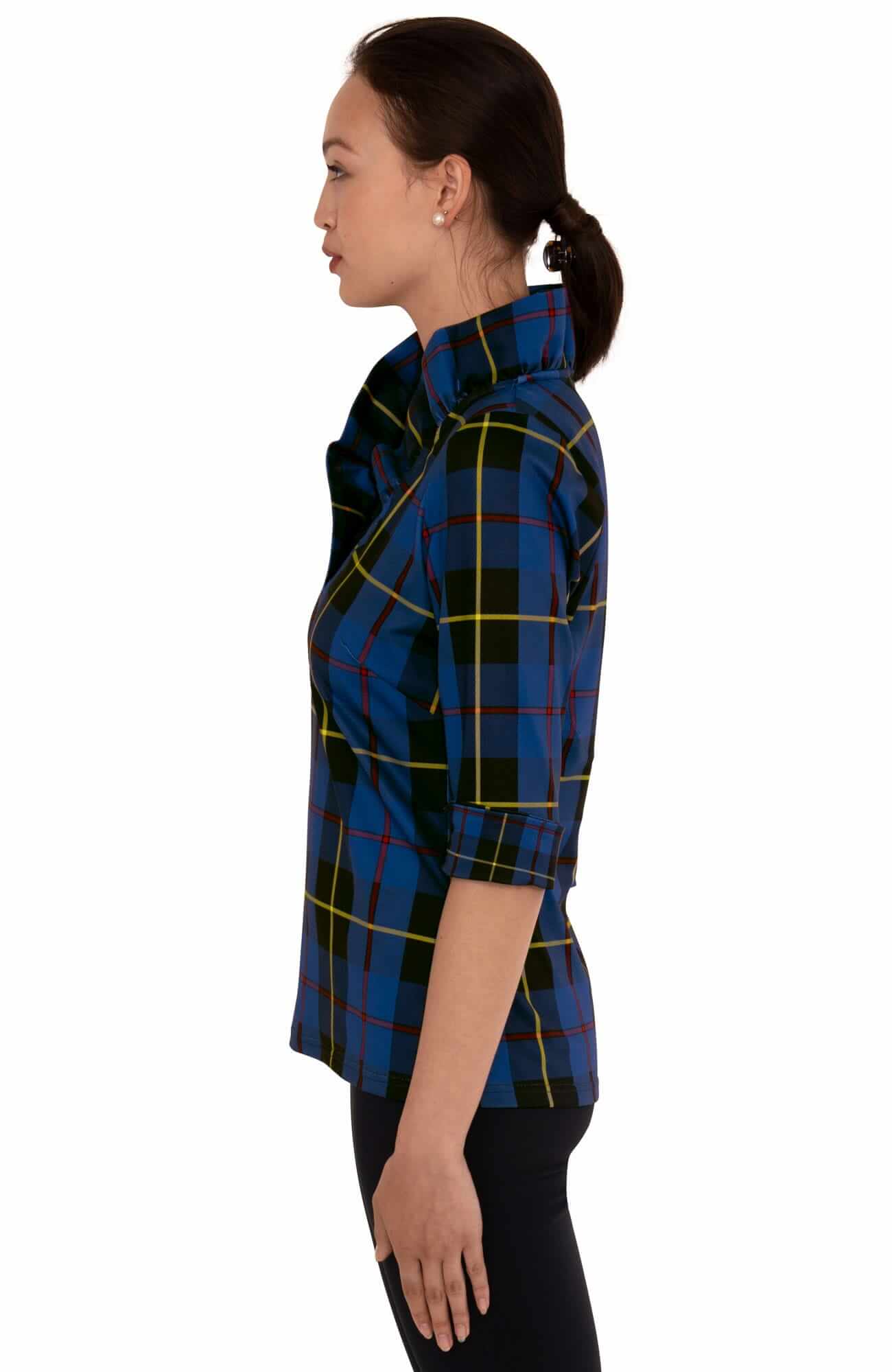 Ruffneck Top - Plaidly Cooper- Final Sale Bluemulti Plaid