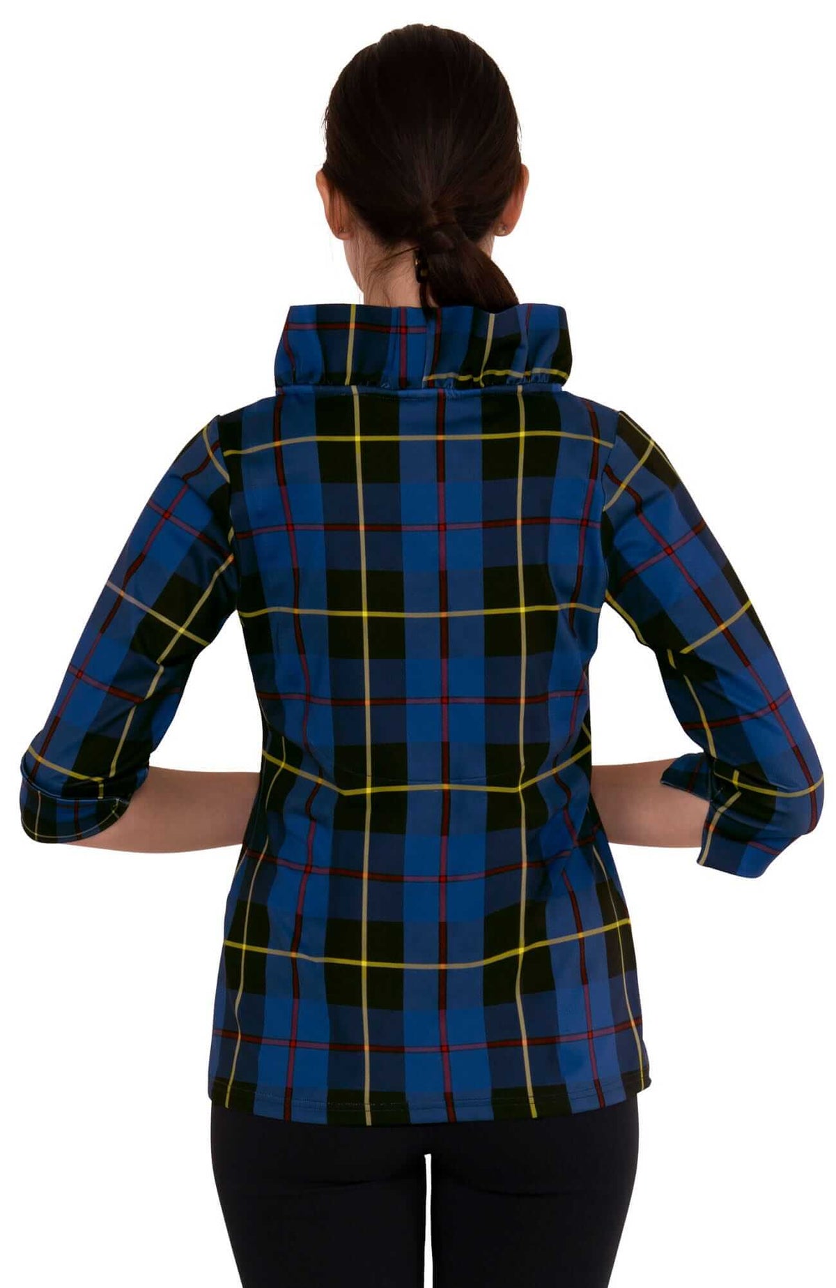 Ruffneck Top - Plaidly Cooper Bluemulti Plaid