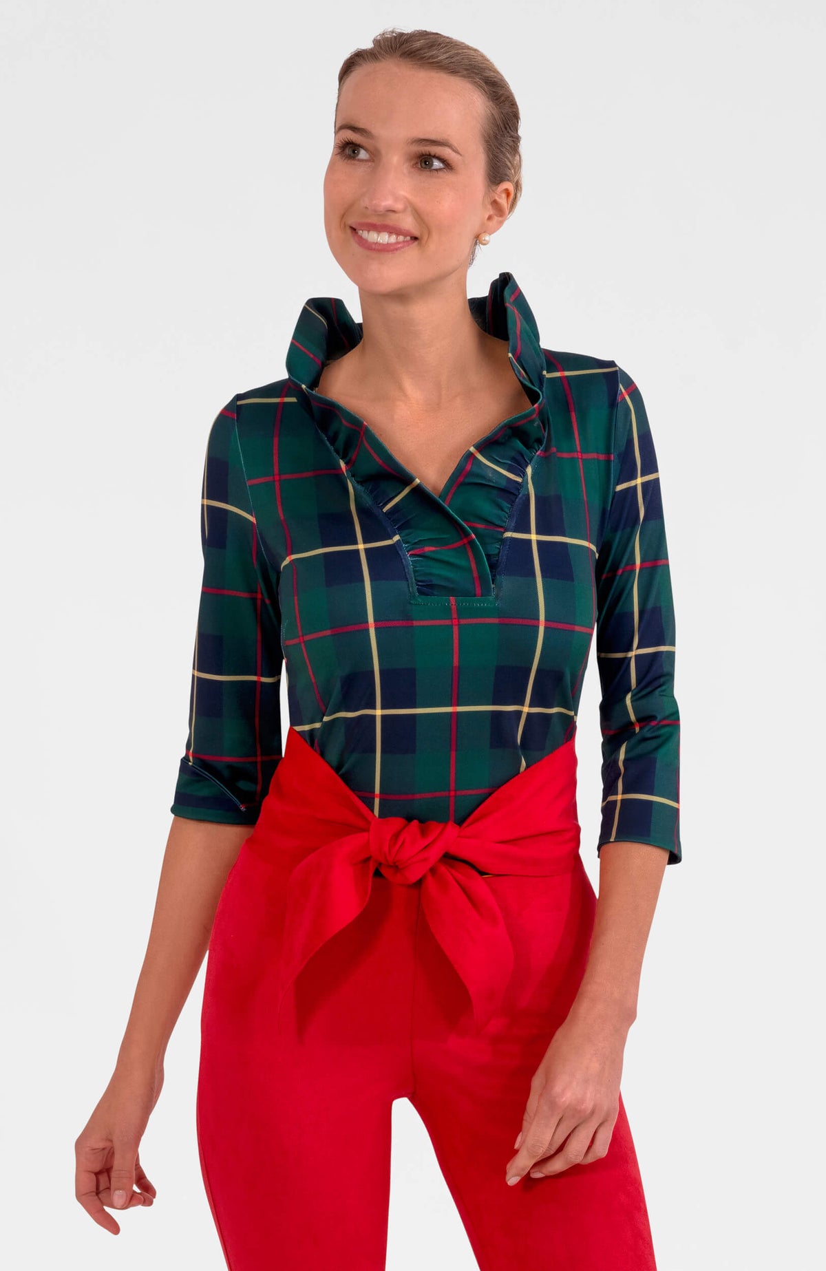 Ruffneck Top - Plaidly Cooper Greenmulti Plai