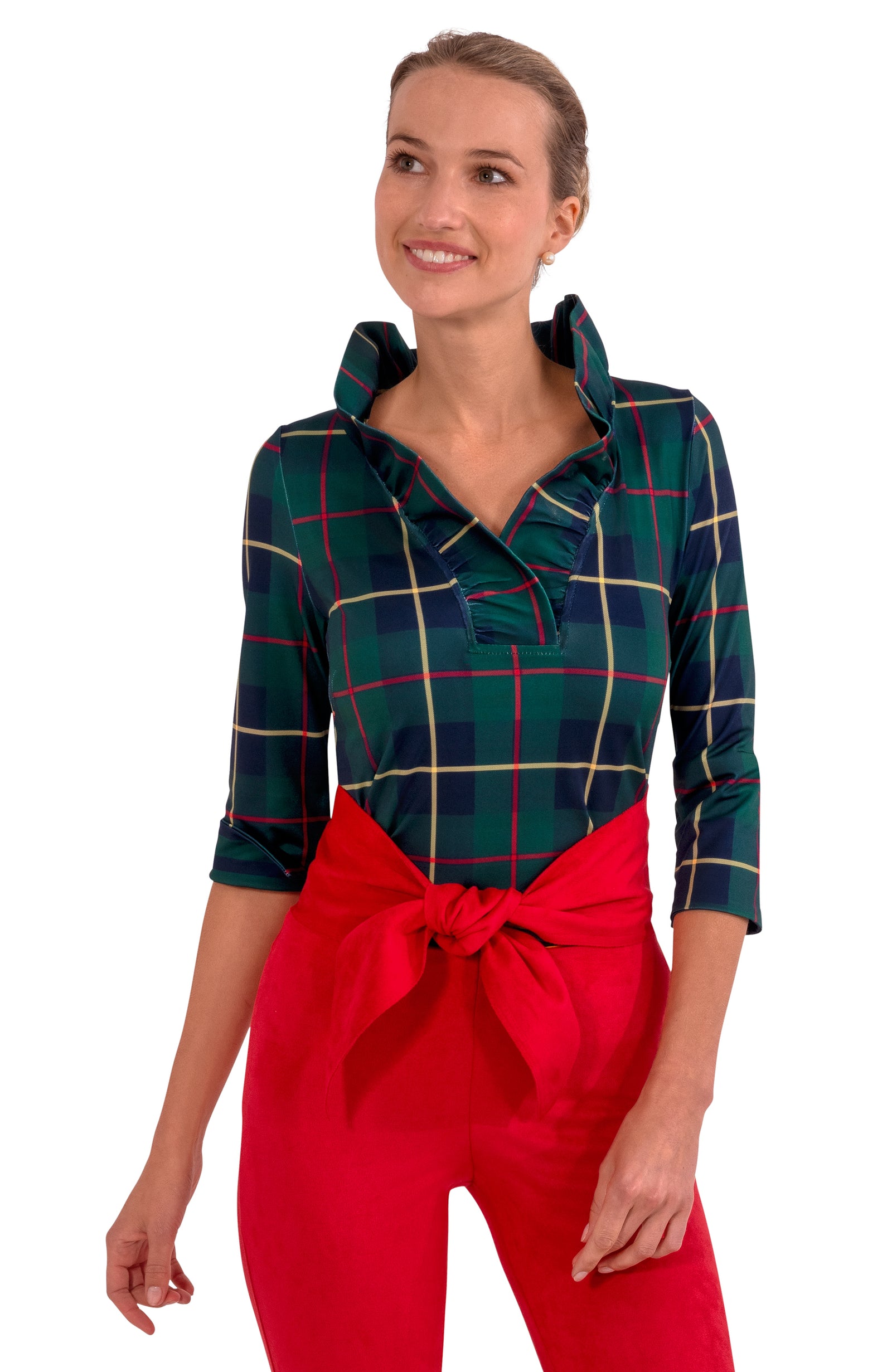 Ruffneck Top - Plaidly Cooper Greenmulti Plai