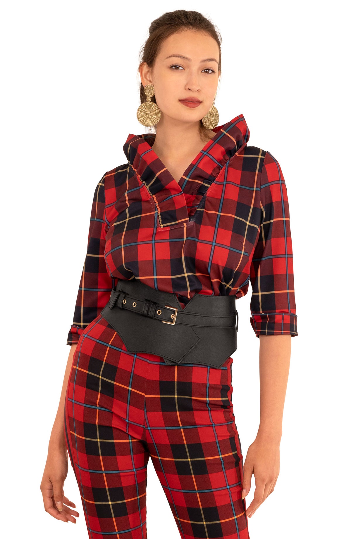 Ruffneck Top - Plaidly Cooper