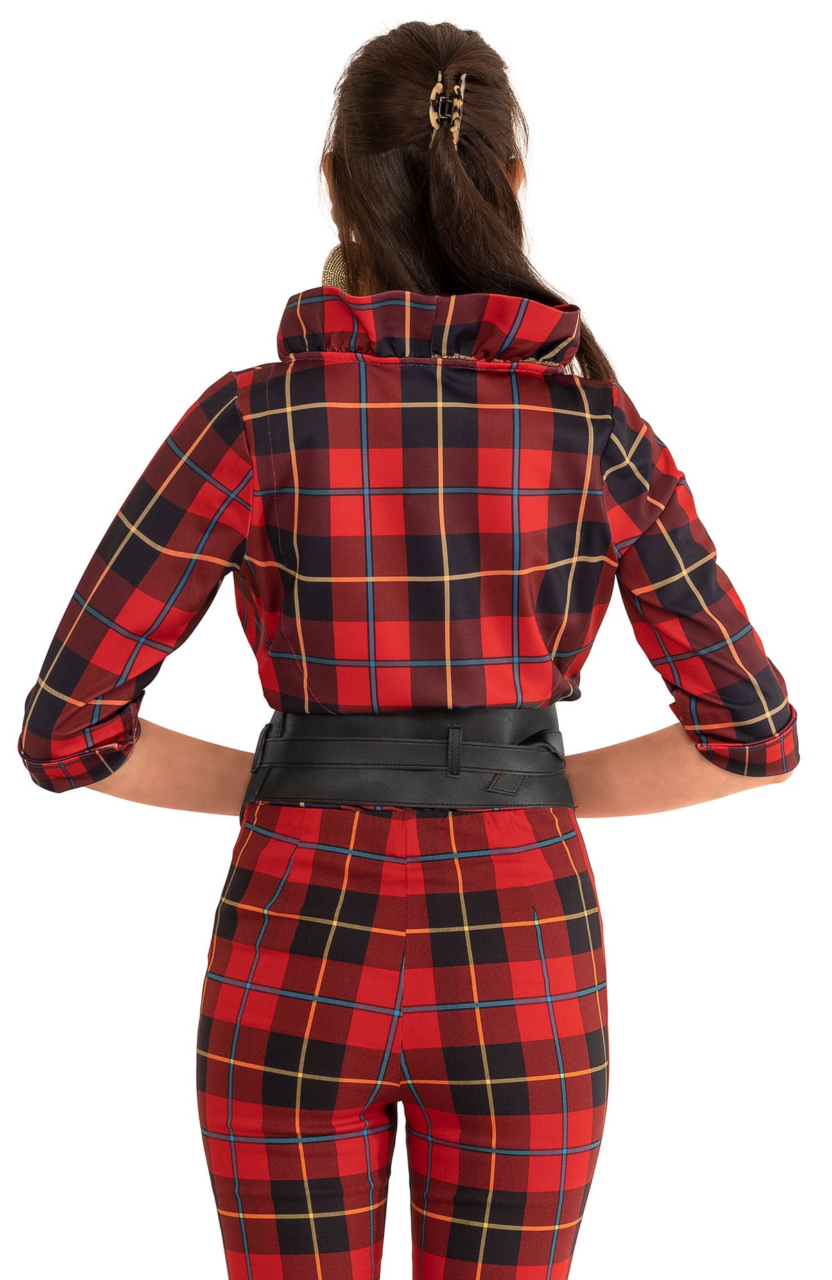 Ruffneck Top - Plaidly Cooper Red Multi Plaid