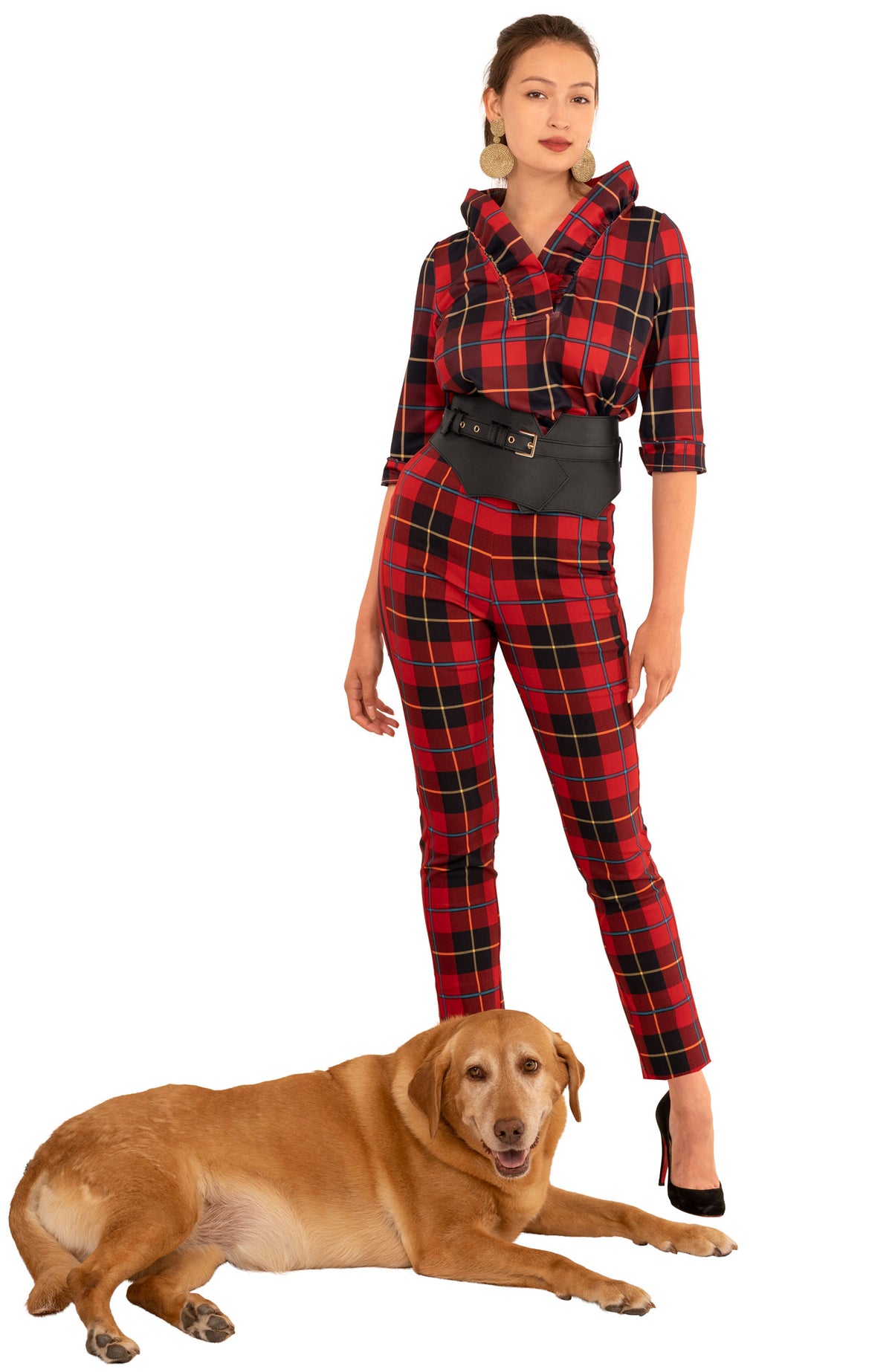 Ruffneck Top - Plaidly Cooper Red Multi Plaid